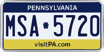 PA license plate MSA5720