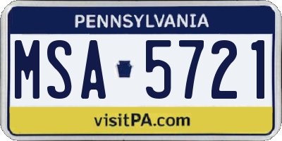 PA license plate MSA5721