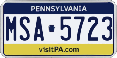 PA license plate MSA5723