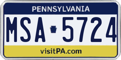 PA license plate MSA5724