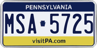 PA license plate MSA5725