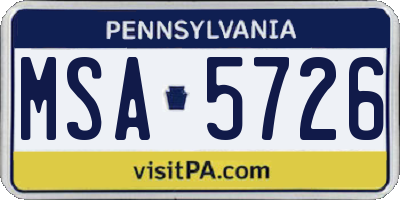 PA license plate MSA5726