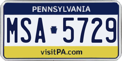 PA license plate MSA5729