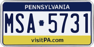 PA license plate MSA5731