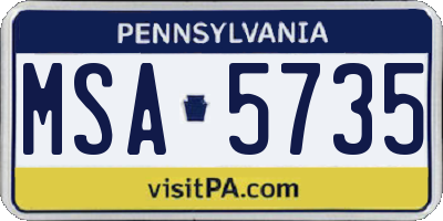 PA license plate MSA5735