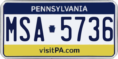 PA license plate MSA5736