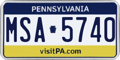 PA license plate MSA5740
