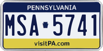 PA license plate MSA5741