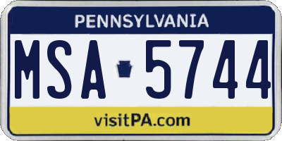PA license plate MSA5744