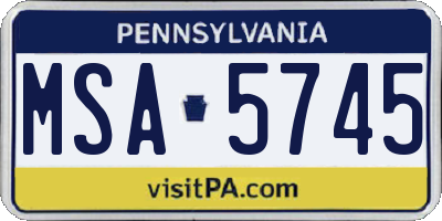 PA license plate MSA5745