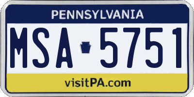 PA license plate MSA5751