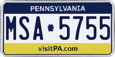PA license plate MSA5755