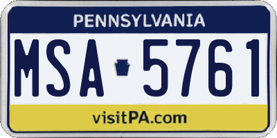 PA license plate MSA5761