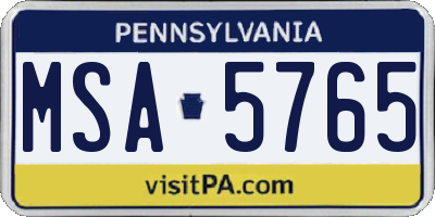 PA license plate MSA5765