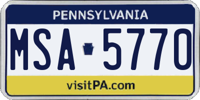 PA license plate MSA5770