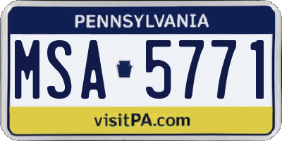 PA license plate MSA5771