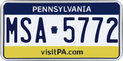 PA license plate MSA5772