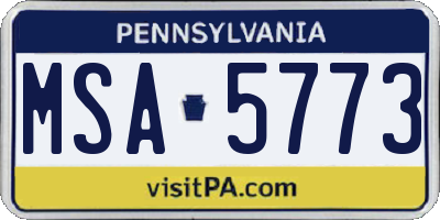 PA license plate MSA5773