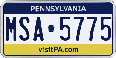 PA license plate MSA5775