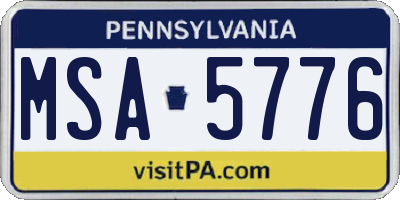 PA license plate MSA5776