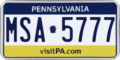 PA license plate MSA5777