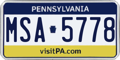 PA license plate MSA5778