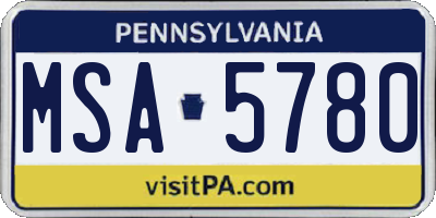 PA license plate MSA5780