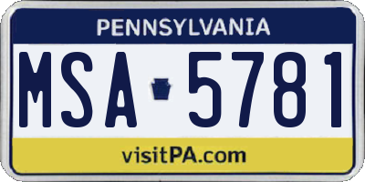 PA license plate MSA5781