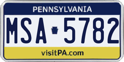 PA license plate MSA5782