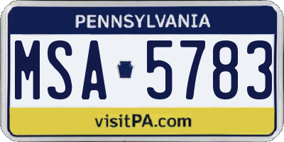 PA license plate MSA5783