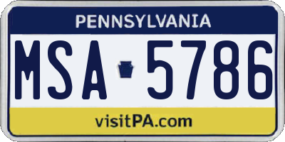 PA license plate MSA5786