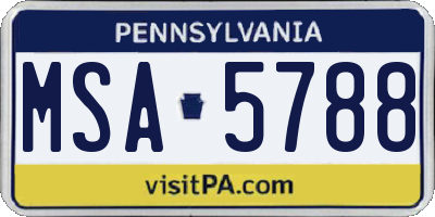 PA license plate MSA5788