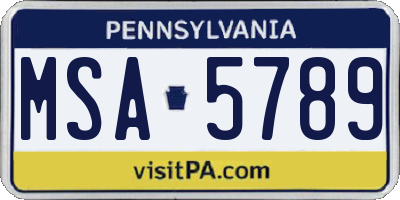 PA license plate MSA5789