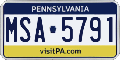 PA license plate MSA5791