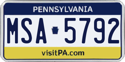 PA license plate MSA5792