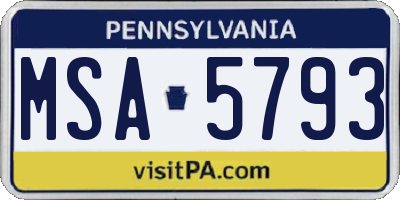 PA license plate MSA5793