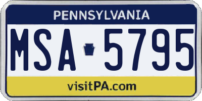 PA license plate MSA5795