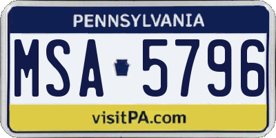 PA license plate MSA5796
