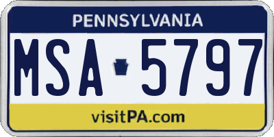 PA license plate MSA5797
