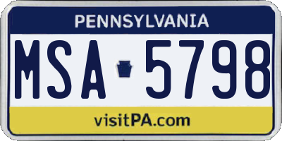 PA license plate MSA5798
