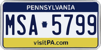 PA license plate MSA5799