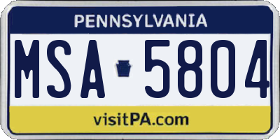 PA license plate MSA5804