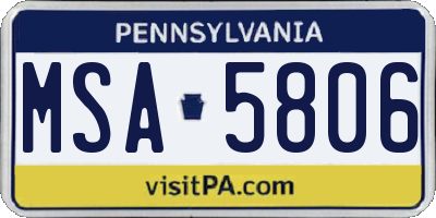 PA license plate MSA5806