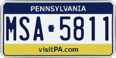 PA license plate MSA5811