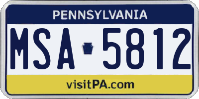 PA license plate MSA5812