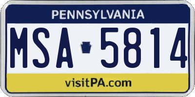 PA license plate MSA5814
