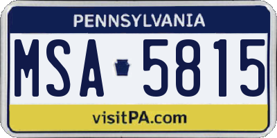 PA license plate MSA5815