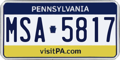 PA license plate MSA5817