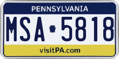 PA license plate MSA5818