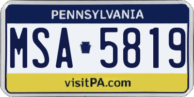 PA license plate MSA5819